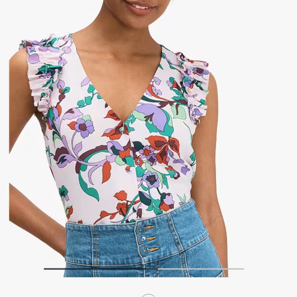 Kate Spade Multicolor Floral Ruffle Blouse